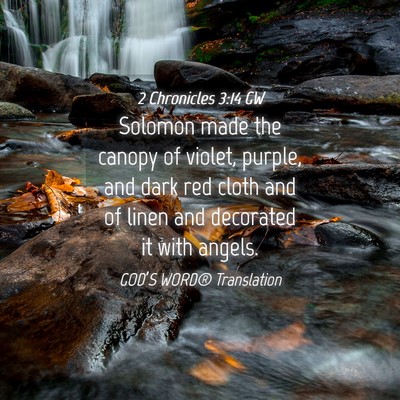 Picture 04 - 2 Chronicles 3:14 GW - Solomon made the canopy of violet, purple, and - Bible Verse Picture