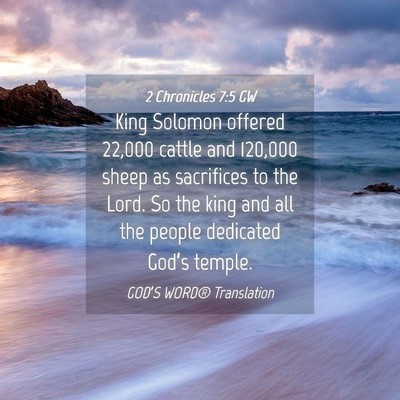 Picture 04 - 2 Chronicles 7:5 GW - King Solomon offered 22,000 cattle and 120,000 - Bible Verse Picture