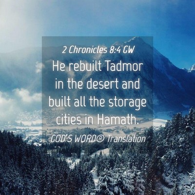 Picture 04 - 2 Chronicles 8:4 GW - He rebuilt Tadmor in the desert and built all the - Bible Verse Picture