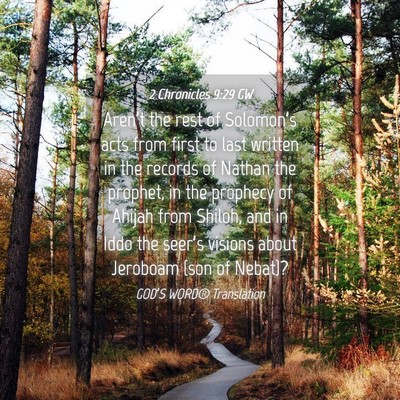 Picture 04 - 2 Chronicles 9:29 GW - Aren’t the rest of Solomon’s acts from first - Bible Verse Picture