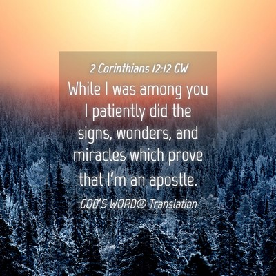 Picture 04 - 2 Corinthians 12:12 GW - While I was among you I patiently did the signs, - Bible Verse Picture