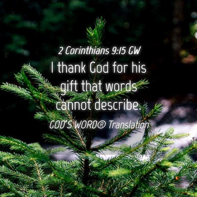 Picture 04 - 2 Corinthians 9:15 GW - I thank God for his gift that words cannot - Bible Verse Picture