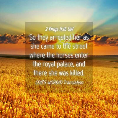 Picture 04 - 2 Kings 11:16 GW - So they arrested her as she came to the street - Bible Verse Picture