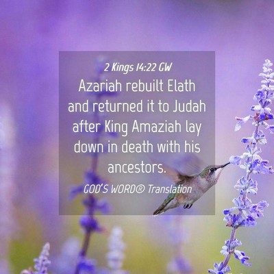 Picture 04 - 2 Kings 14:22 GW - Azariah rebuilt Elath and returned it to Judah - Bible Verse Picture