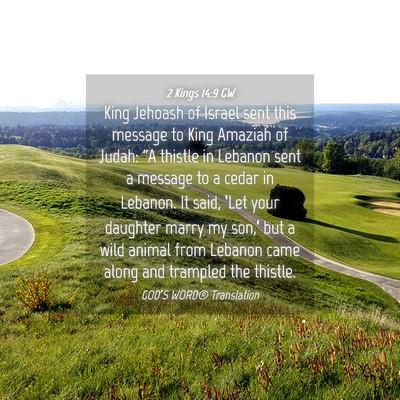 Picture 04 - 2 Kings 14:9 GW - King Jehoash of Israel sent this message to King - Bible Verse Picture