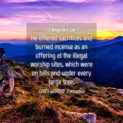Picture 04 - 2 Kings 16:4 GW - He offered sacrifices and burned incense as an - Bible Verse Picture