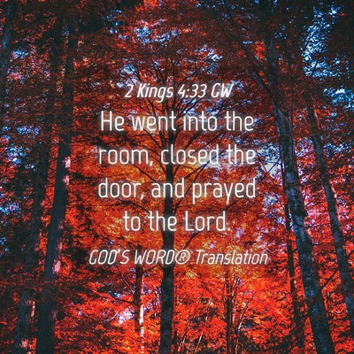 Picture 04 - 2 Kings 4:33 GW - He went into the room, closed the door, and - Bible Verse Picture