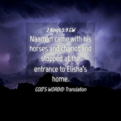 Picture 04 - 2 Kings 5:9 GW - Naaman came with his horses and chariot and - Bible Verse Picture