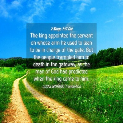 Picture 04 - 2 Kings 7:17 GW - The king appointed the servant on whose arm he - Bible Verse Picture