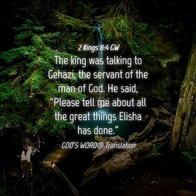 Picture 04 - 2 Kings 8:4 GW - The king was talking to Gehazi, the servant of - Bible Verse Picture