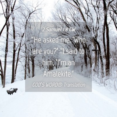 Picture 04 - 2 Samuel 1:8 GW - “He asked me, ‘Who are you?’ “I said to - Bible Verse Picture