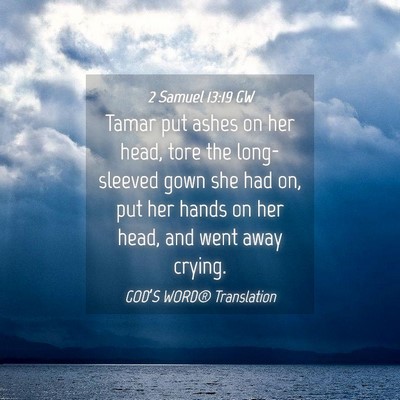 Picture 04 - 2 Samuel 13:19 GW - Tamar put ashes on her head, tore the - Bible Verse Picture