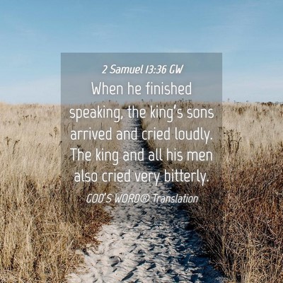 Picture 04 - 2 Samuel 13:36 GW - When he finished speaking, the king’s sons - Bible Verse Picture