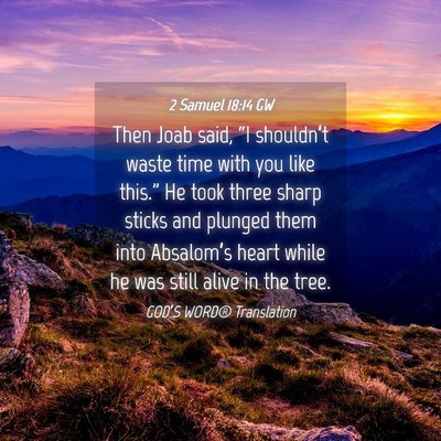 Picture 04 - 2 Samuel 18:14 GW - Then Joab said, “I shouldn’t waste time with - Bible Verse Picture