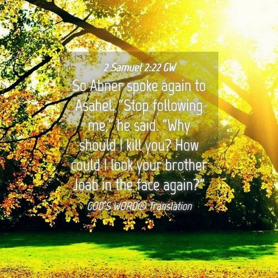 Picture 04 - 2 Samuel 2:22 GW - So Abner spoke again to Asahel. “Stop following - Bible Verse Picture