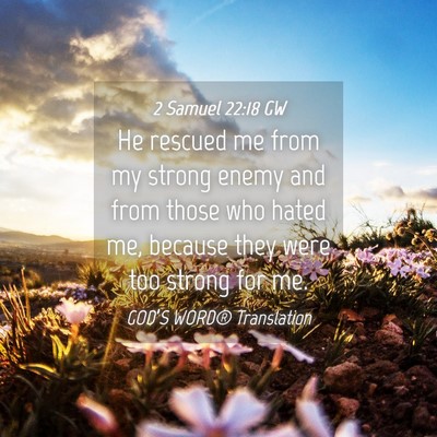 Picture 04 - 2 Samuel 22:18 GW - He rescued me from my strong enemy and from those - Bible Verse Picture