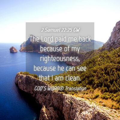 Picture 04 - 2 Samuel 22:25 GW - The Lord paid me back because of my - Bible Verse Picture