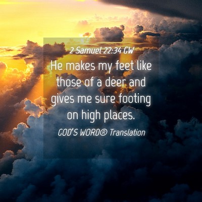 Picture 04 - 2 Samuel 22:34 GW - He makes my feet like those of a deer and gives - Bible Verse Picture
