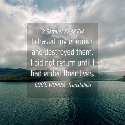 Picture 04 - 2 Samuel 22:38 GW - I chased my enemies and destroyed them. I did not - Bible Verse Picture