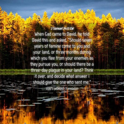 Picture 04 - 2 Samuel 24:13 GW - When Gad came to David, he told David this and - Bible Verse Picture