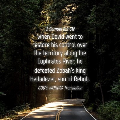 Picture 04 - 2 Samuel 8:3 GW - When David went to restore his control over the - Bible Verse Picture