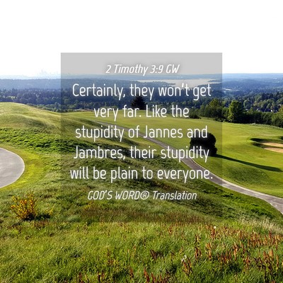 Picture 04 - 2 Timothy 3:9 GW - Certainly, they won’t get very far. Like the - Bible Verse Picture