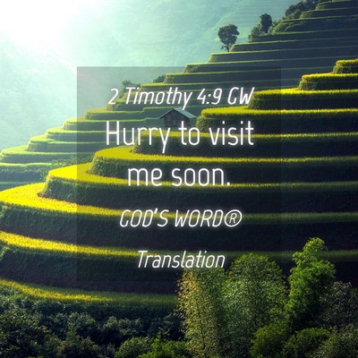 Picture 04 - 2 Timothy 4:9 GW - Hurry to visit me - Bible Verse Picture
