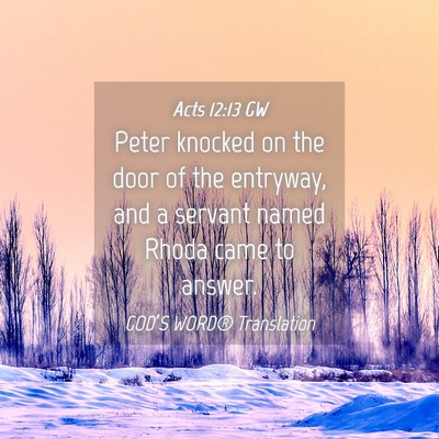 Picture 04 - Acts 12:13 GW - Peter knocked on the door of the entryway, and a - Bible Verse Picture