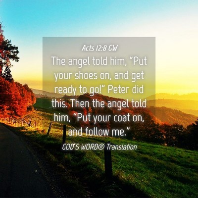 Picture 04 - Acts 12:8 GW - The angel told him, “Put your shoes on, and get - Bible Verse Picture