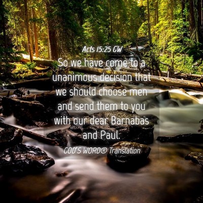 Picture 04 - Acts 15:25 GW - So we have come to a unanimous decision that we - Bible Verse Picture