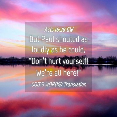 Picture 04 - Acts 16:28 GW - But Paul shouted as loudly as he could, - Bible Verse Picture