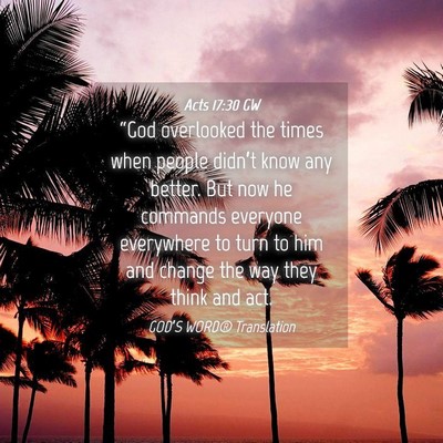 Picture 04 - Acts 17:30 GW - “God overlooked the times when people didn’t - Bible Verse Picture