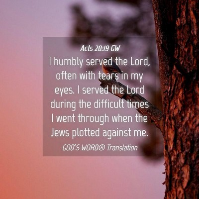 Picture 04 - Acts 20:19 GW - I humbly served the Lord, often with tears in my - Bible Verse Picture