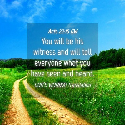 Picture 04 - Acts 22:15 GW - You will be his witness and will tell everyone - Bible Verse Picture