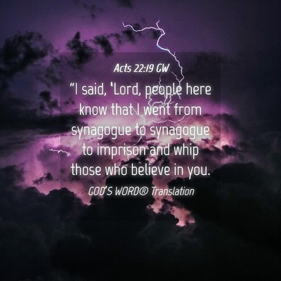 Picture 04 - Acts 22:19 GW - “I said, ‘Lord, people here know that I went - Bible Verse Picture