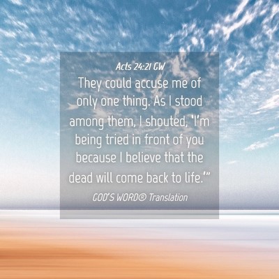 Picture 04 - Acts 24:21 GW - They could accuse me of only one thing. As I - Bible Verse Picture