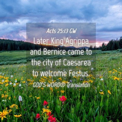 Picture 04 - Acts 25:13 GW - Later King Agrippa and Bernice came to the city - Bible Verse Picture