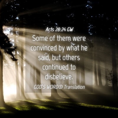 Picture 04 - Acts 28:24 GW - Some of them were convinced by what he said, but - Bible Verse Picture
