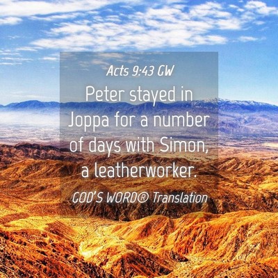 Picture 04 - Acts 9:43 GW - Peter stayed in Joppa for a number of days with - Bible Verse Picture