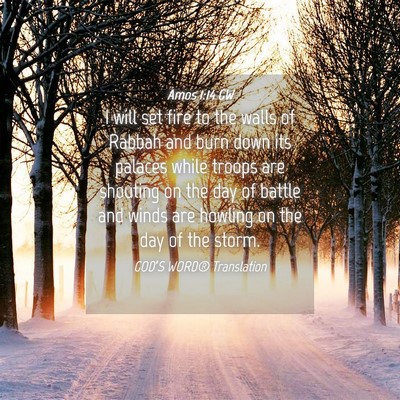 Picture 04 - Amos 1:14 GW - I will set fire to the walls of Rabbah and burn - Bible Verse Picture