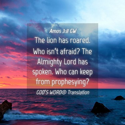 Picture 04 - Amos 3:8 GW - The lion has roared. Who isn’t afraid? The - Bible Verse Picture