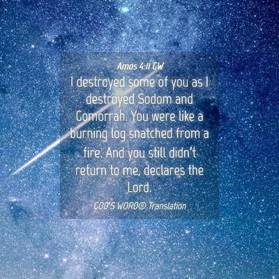 Picture 04 - Amos 4:11 GW - I destroyed some of you as I destroyed Sodom and - Bible Verse Picture