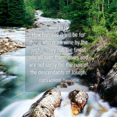 Picture 04 - Amos 6:6 GW - How horrible it will be for those who drink wine - Bible Verse Picture