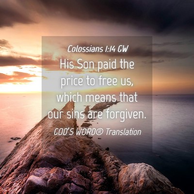 Picture 04 - Colossians 1:14 GW - His Son paid the price to free us, which means - Bible Verse Picture