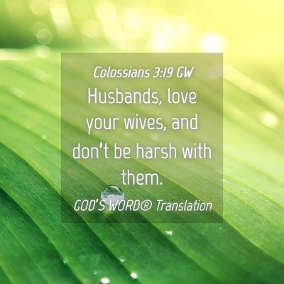Picture 04 - Colossians 3:19 GW - Husbands, love your wives, and don’t be harsh - Bible Verse Picture