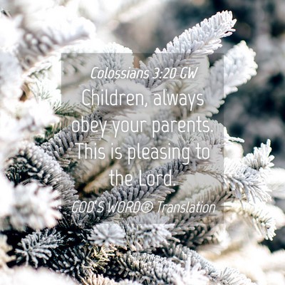 Picture 04 - Colossians 3:20 GW - Children, always obey your parents. This is - Bible Verse Picture