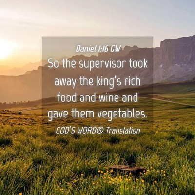 Picture 04 - Daniel 1:16 GW - So the supervisor took away the king’s rich - Bible Verse Picture