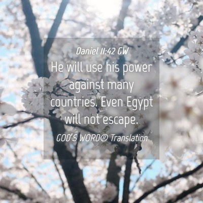 Picture 04 - Daniel 11:42 GW - He will use his power against many countries. - Bible Verse Picture