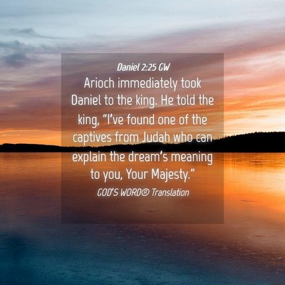 Picture 04 - Daniel 2:25 GW - Arioch immediately took Daniel to the king. He - Bible Verse Picture