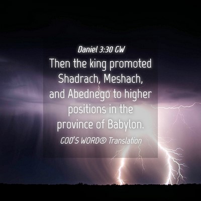 Picture 04 - Daniel 3:30 GW - Then the king promoted Shadrach, Meshach, and - Bible Verse Picture